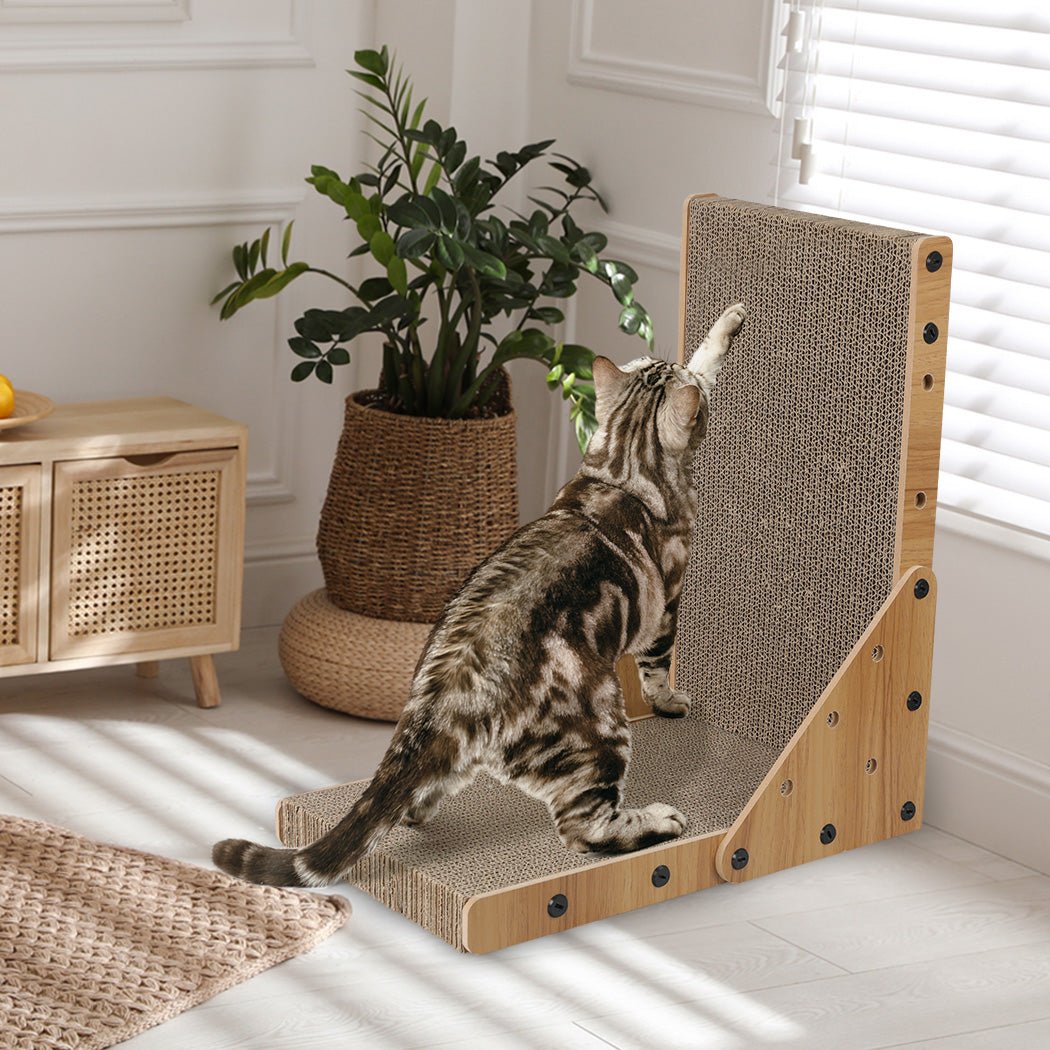 Cat Scratching Board with MDF Frame and Corrugated Cardboard - Brown - Rivercity House & Home Co. (ABN 18 642 972 209) - Affordable Modern Furniture Australia