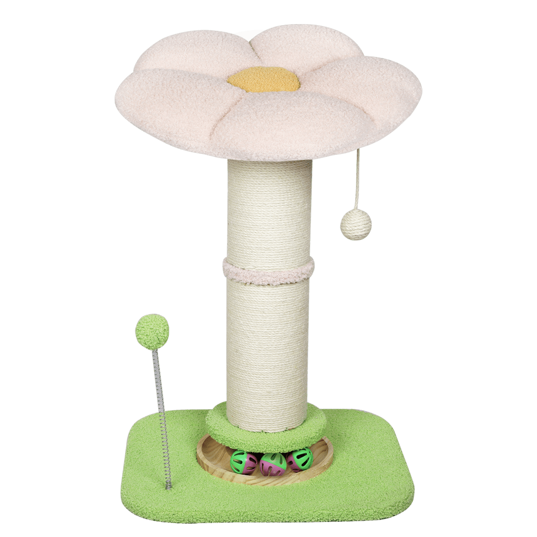 Cat Scratching Post and Tree Tower 61.5cm with Flower Platform - Pink or Green - Rivercity House & Home Co. (ABN 18 642 972 209) - Affordable Modern Furniture Australia