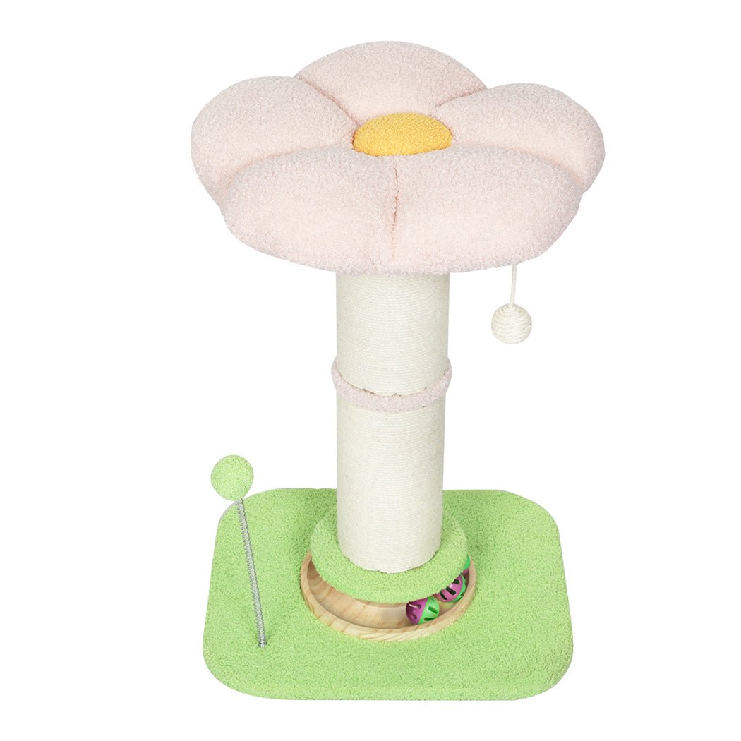 Cat Scratching Post and Tree Tower 61.5cm with Flower Platform - Pink or Green - Rivercity House & Home Co. (ABN 18 642 972 209) - Affordable Modern Furniture Australia