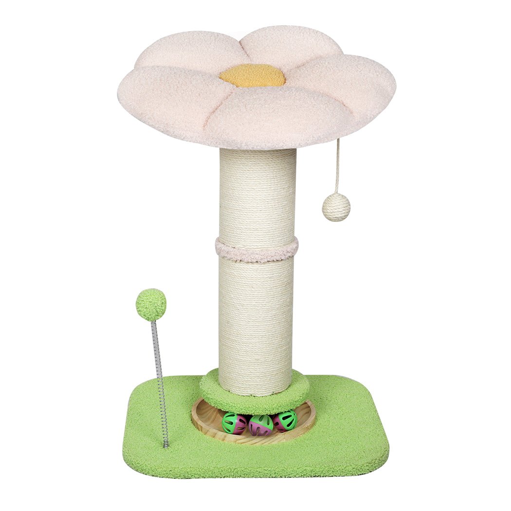 Cat Scratching Post and Tree Tower 61.5cm with Flower Platform - Pink or Green - Rivercity House & Home Co. (ABN 18 642 972 209) - Affordable Modern Furniture Australia