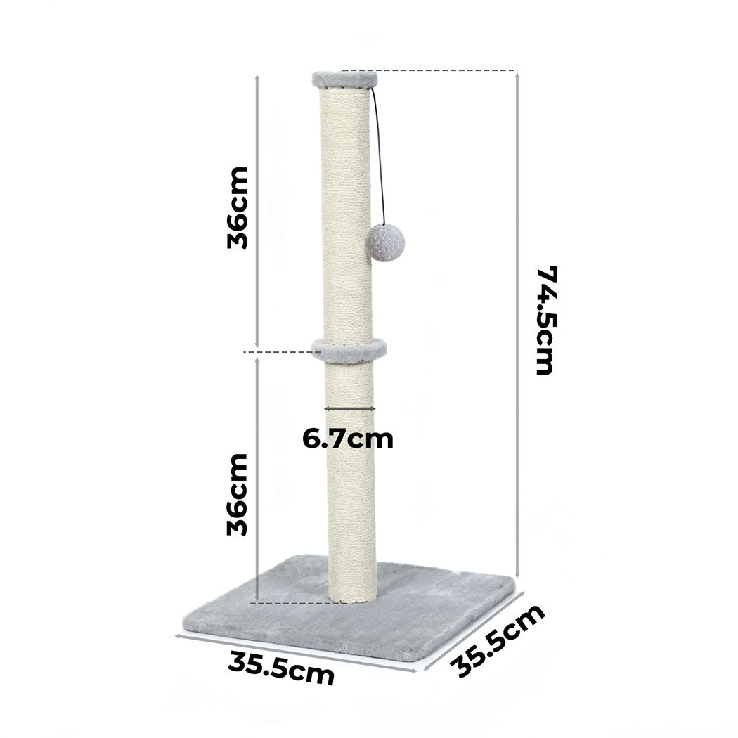 Cat Scratching Post with Plush Toy - Light Grey - Rivercity House & Home Co. (ABN 18 642 972 209) - Affordable Modern Furniture Australia