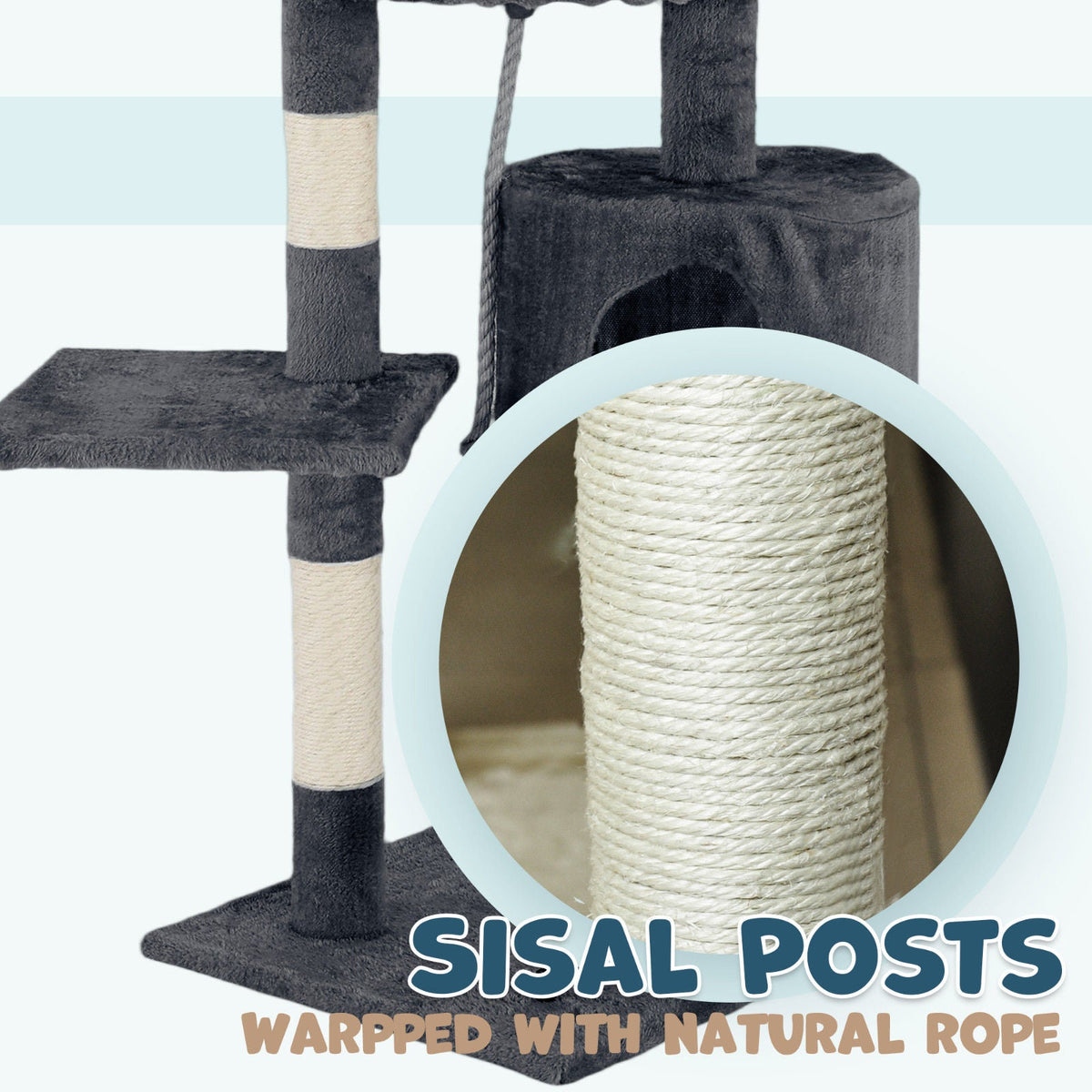 Cat Tower Tree Scratching Post 112cm Condo - Dark Grey - Pet Care > Cat Supplies > Cat Scratching Posts - Rivercity House & Home Co. (ABN 18 642 972 209) - Affordable Modern Furniture Australia