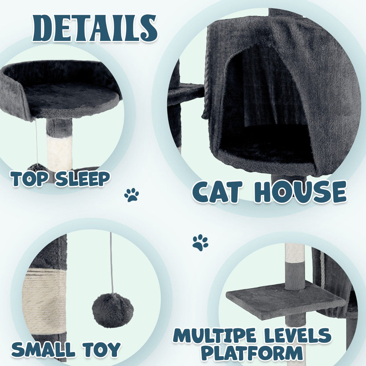 Cat Tower Tree Scratching Post 112cm Condo - Dark Grey - Pet Care > Cat Supplies > Cat Scratching Posts - Rivercity House & Home Co. (ABN 18 642 972 209) - Affordable Modern Furniture Australia