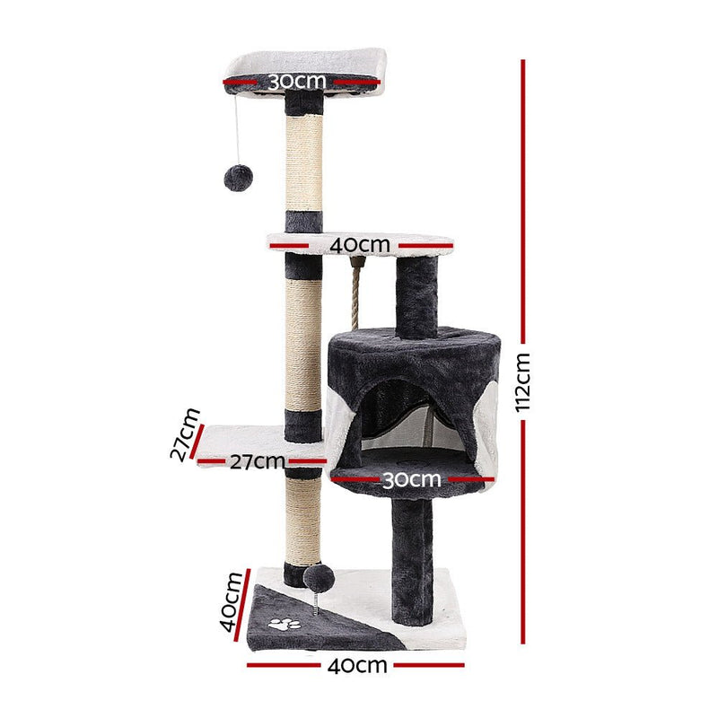 Cat Tree 112cm Trees Scratching Post Scratcher Tower Condo House Furniture Wood - Pet Care > Cat Supplies - Rivercity House & Home Co. (ABN 18 642 972 209) - Affordable Modern Furniture Australia