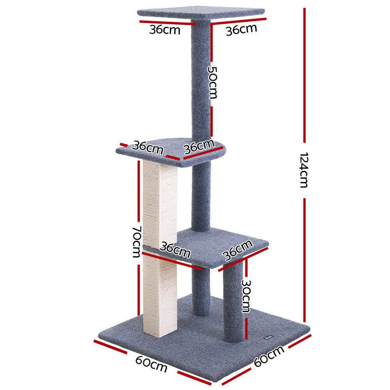 Cat Tree 124cm Trees Scratching Post Scratcher Tower Condo House Furniture Wood Steps - Rivercity House & Home Co. (ABN 18 642 972 209) - Affordable Modern Furniture Australia