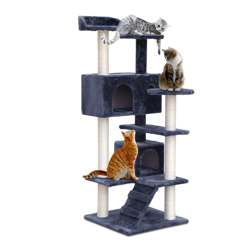 Cat Tree 134cm Trees Scratching Post Scratcher Tower Condo House Furniture Wood Grey - Pet Care > Cat Supplies - Rivercity House & Home Co. (ABN 18 642 972 209) - Affordable Modern Furniture Australia