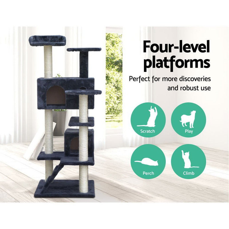 Cat Tree 134cm Trees Scratching Post Scratcher Tower Condo House Furniture Wood Grey - Pet Care > Cat Supplies - Rivercity House & Home Co. (ABN 18 642 972 209) - Affordable Modern Furniture Australia