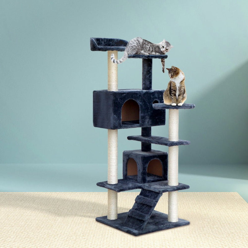 Cat Tree 134cm Trees Scratching Post Scratcher Tower Condo House Furniture Wood Grey - Pet Care > Cat Supplies - Rivercity House & Home Co. (ABN 18 642 972 209) - Affordable Modern Furniture Australia