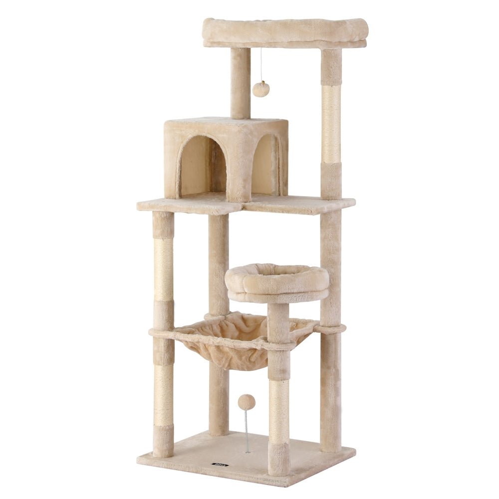 Cat Tree 143cm Tower Scratching Post Trees Scratcher Condo House Beige - Pet Care > Cat Supplies > Cat Scratchers - Rivercity House & Home Co. (ABN 18 642 972 209) - Affordable Modern Furniture Australia