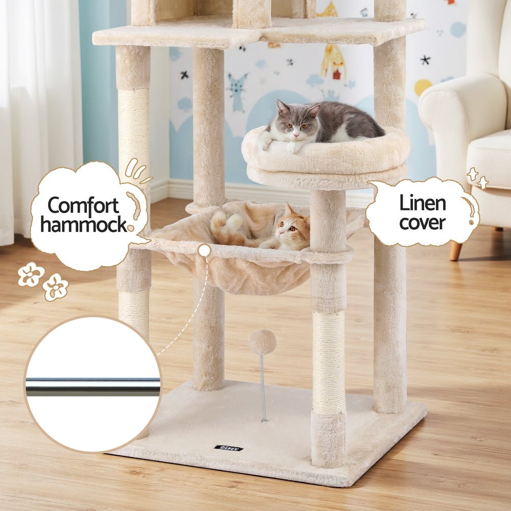 Cat Tree 143cm Tower Scratching Post Trees Scratcher Condo House Beige - Pet Care > Cat Supplies > Cat Scratchers - Rivercity House & Home Co. (ABN 18 642 972 209) - Affordable Modern Furniture Australia