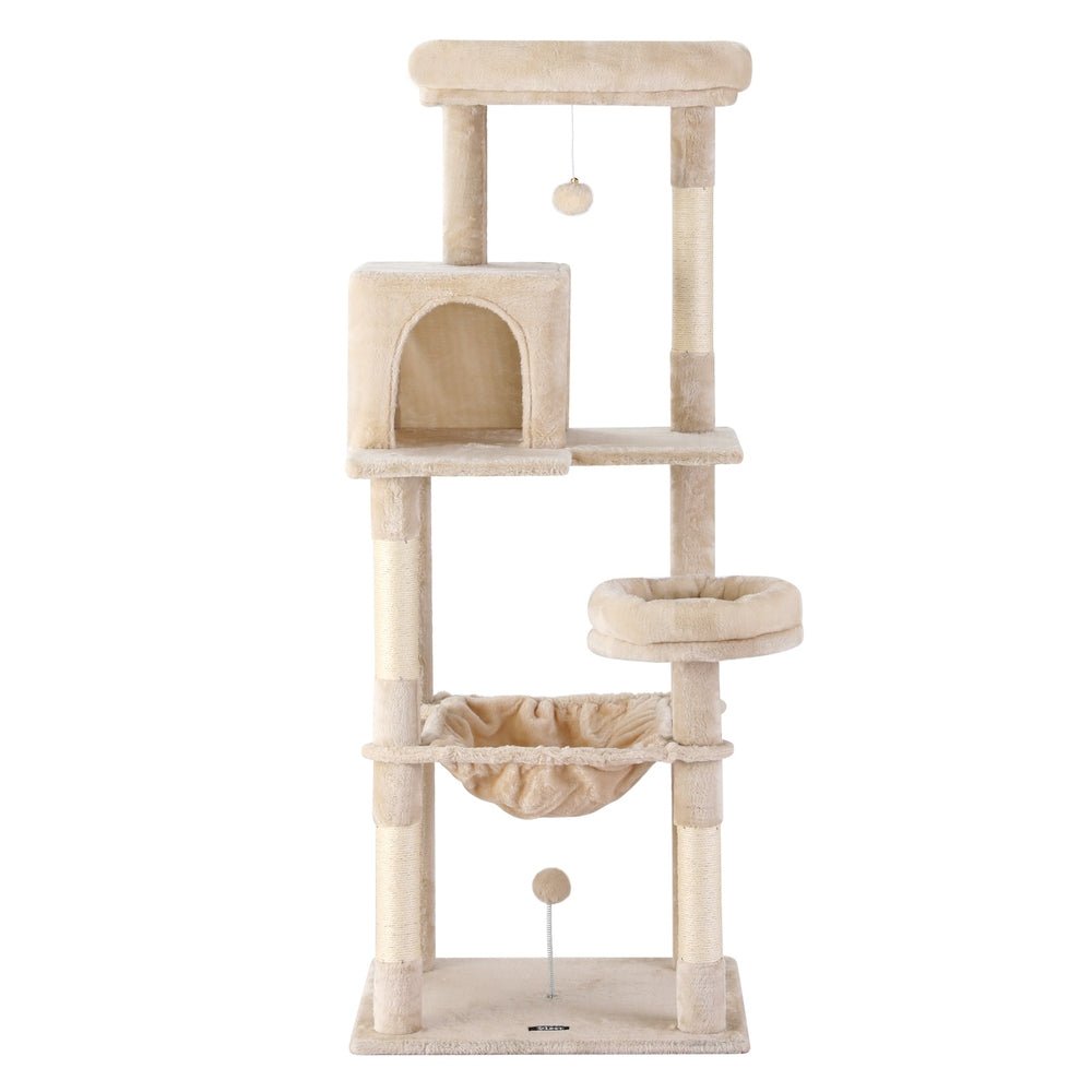 Cat Tree 143cm Tower Scratching Post Trees Scratcher Condo House Beige - Pet Care > Cat Supplies > Cat Scratchers - Rivercity House & Home Co. (ABN 18 642 972 209) - Affordable Modern Furniture Australia
