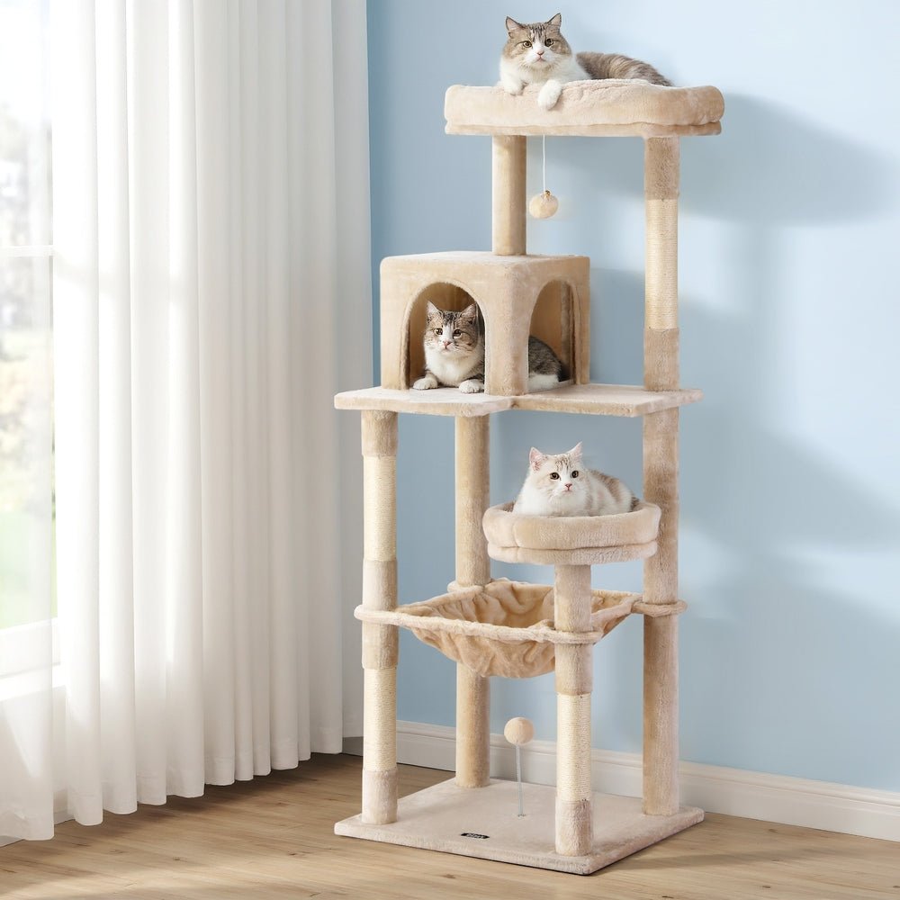 Cat Tree 143cm Tower Scratching Post Trees Scratcher Condo House Beige - Pet Care > Cat Supplies > Cat Scratchers - Rivercity House & Home Co. (ABN 18 642 972 209) - Affordable Modern Furniture Australia