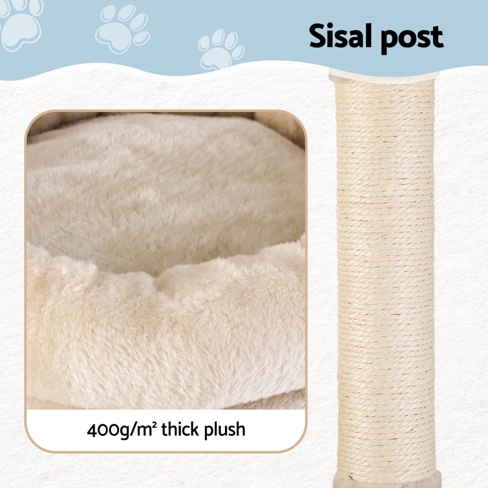 Cat Tree 143cm Tower Scratching Post Trees Scratcher Condo House Beige - Pet Care > Cat Supplies > Cat Scratchers - Rivercity House & Home Co. (ABN 18 642 972 209) - Affordable Modern Furniture Australia