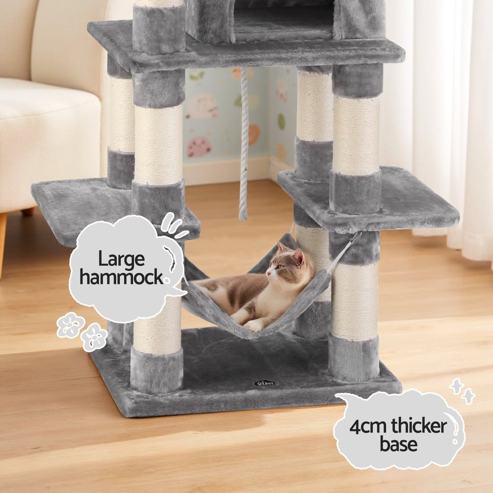 Cat Tree 145cm Tower Scratching Post Trees Scratcher Condo House Light Grey - Pet Care > Cat Supplies > Cat Scratchers - Rivercity House & Home Co. (ABN 18 642 972 209) - Affordable Modern Furniture Australia