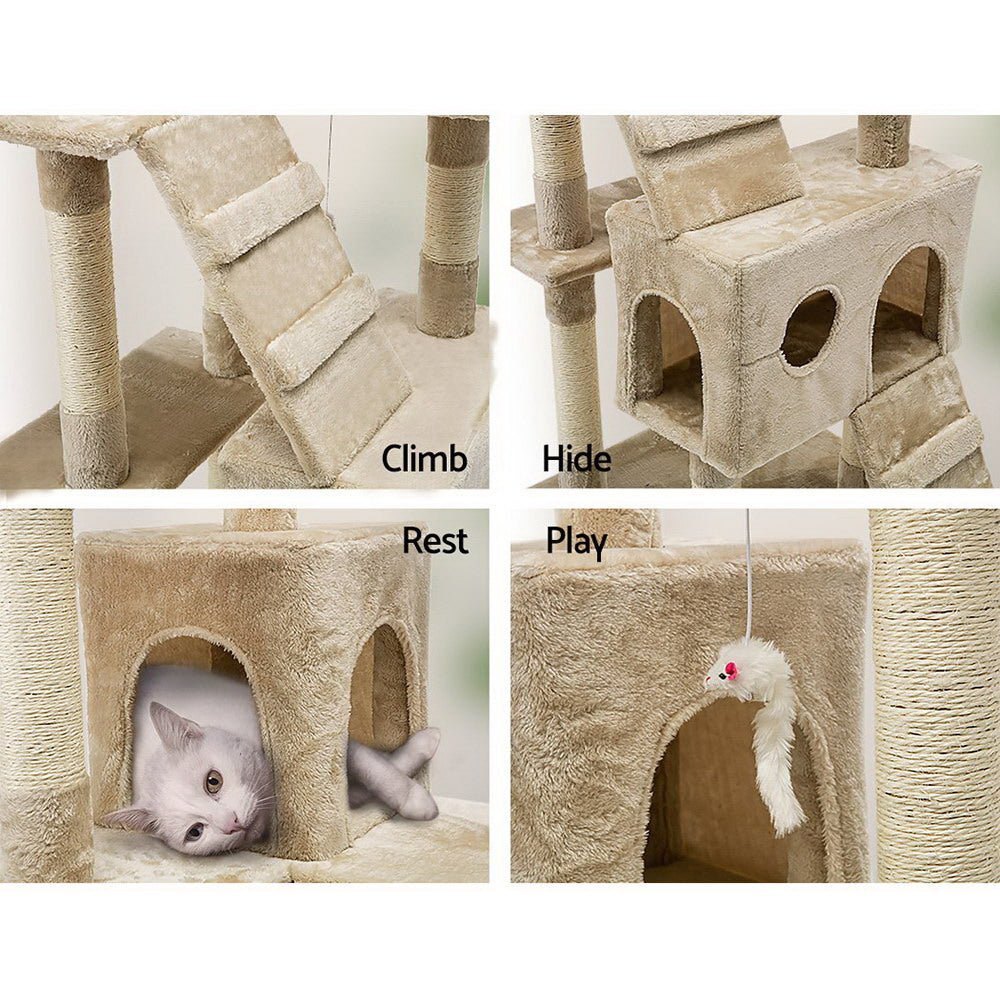 Cat Tree 180cm Trees Scratching Post Scratcher Tower Condo House Furniture Wood Beige - Pet Care > Cat Supplies - Rivercity House & Home Co. (ABN 18 642 972 209) - Affordable Modern Furniture Australia