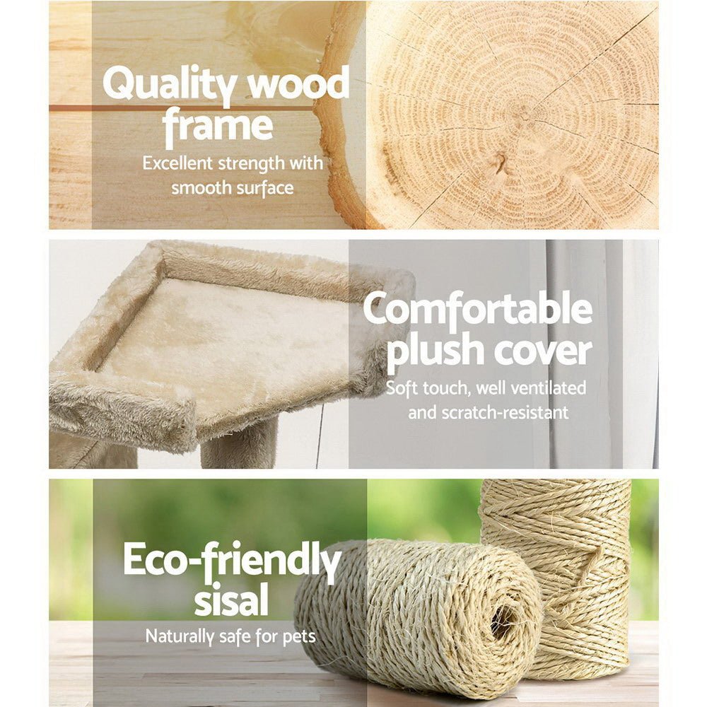 Cat Tree 180cm Trees Scratching Post Scratcher Tower Condo House Furniture Wood Beige - Pet Care > Cat Supplies - Rivercity House & Home Co. (ABN 18 642 972 209) - Affordable Modern Furniture Australia