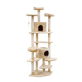 Cat Tree 203cm Trees Scratching Post Scratcher Tower Condo House Furniture Wood Beige