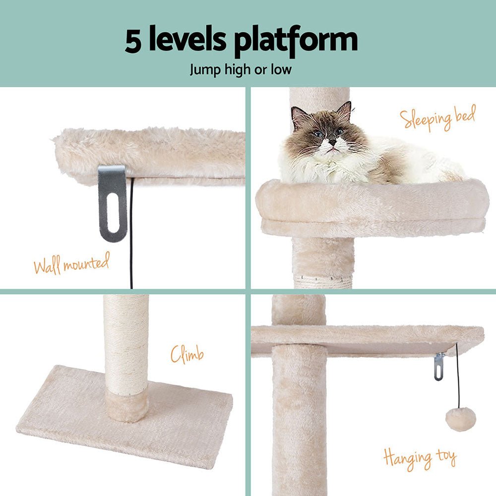 Cat Tree 290cm Tower Scratching Cats Post Scratcher Floor to Ceiling Bed - Pet Care > Cat Supplies - Rivercity House & Home Co. (ABN 18 642 972 209) - Affordable Modern Furniture Australia