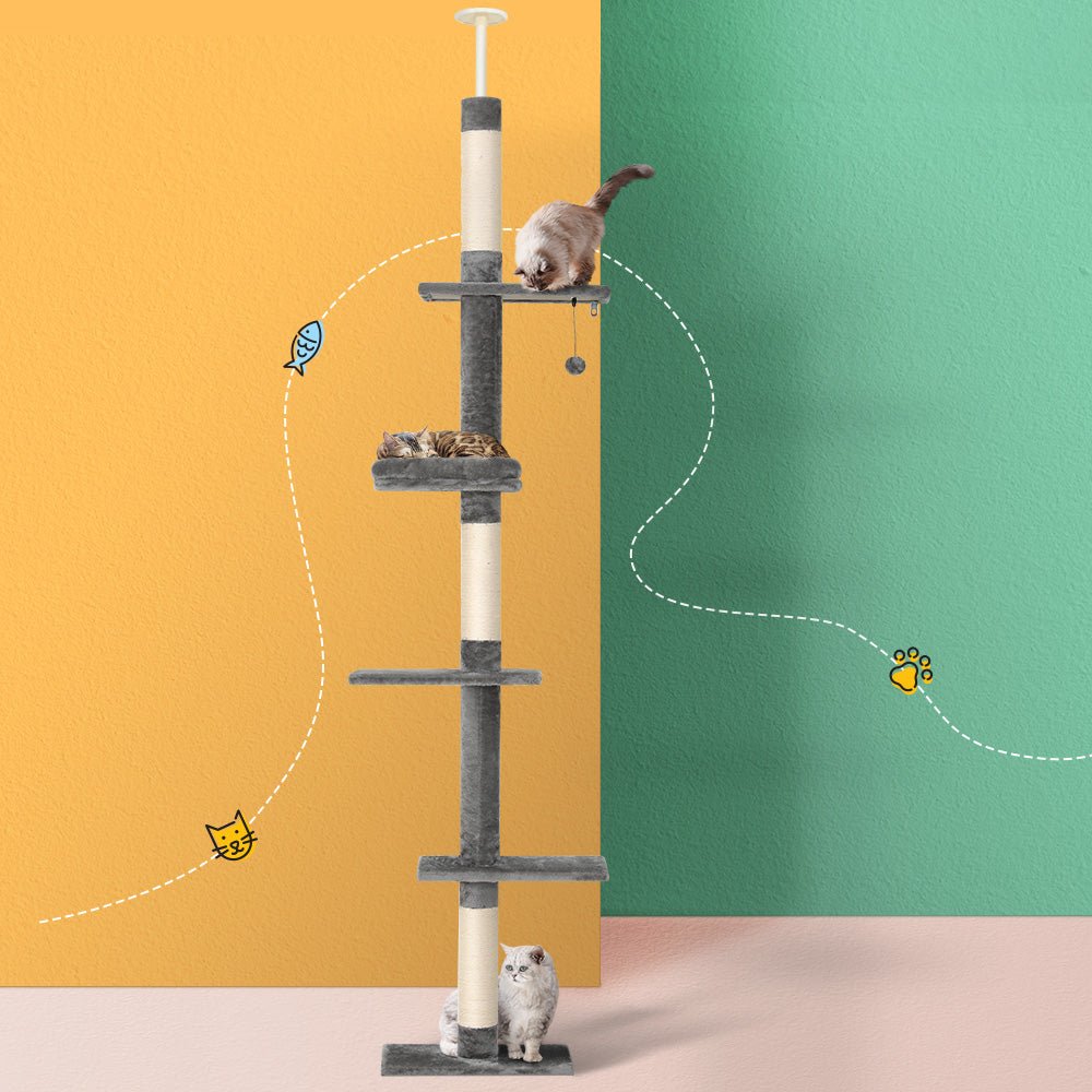 Cat Tree 290cm Tower Scratching Post Scratcher Floor to Ceiling Cats Bed - Pet Care > Cat Supplies > Cat Scratching Posts - Rivercity House & Home Co. (ABN 18 642 972 209) - Affordable Modern Furniture Australia