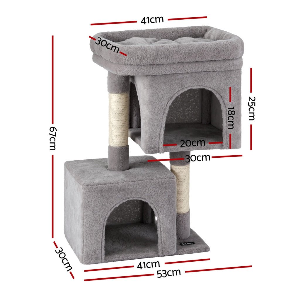 Cat Tree 67cm Tower Scratching Post Trees Scratcher Condo House Light Grey - Pet Care > Cat Supplies > Cat Scratchers - Rivercity House & Home Co. (ABN 18 642 972 209) - Affordable Modern Furniture Australia
