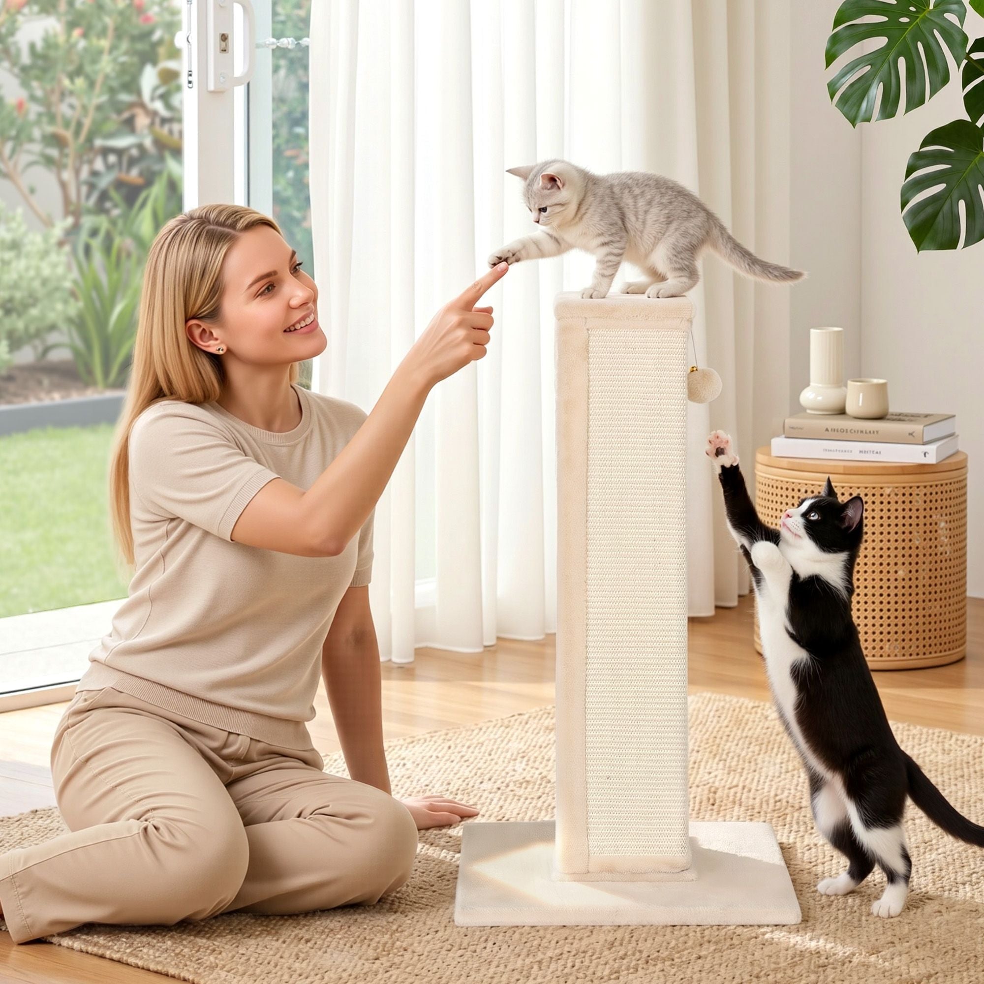 Cat Tree 89cm Scratching Post Tower Scratcher Wood Condo Bed House Trees Beige - Pet Care > Cat Supplies > Cat Scratchers - Rivercity House & Home Co. (ABN 18 642 972 209) - Affordable Modern Furniture Australia