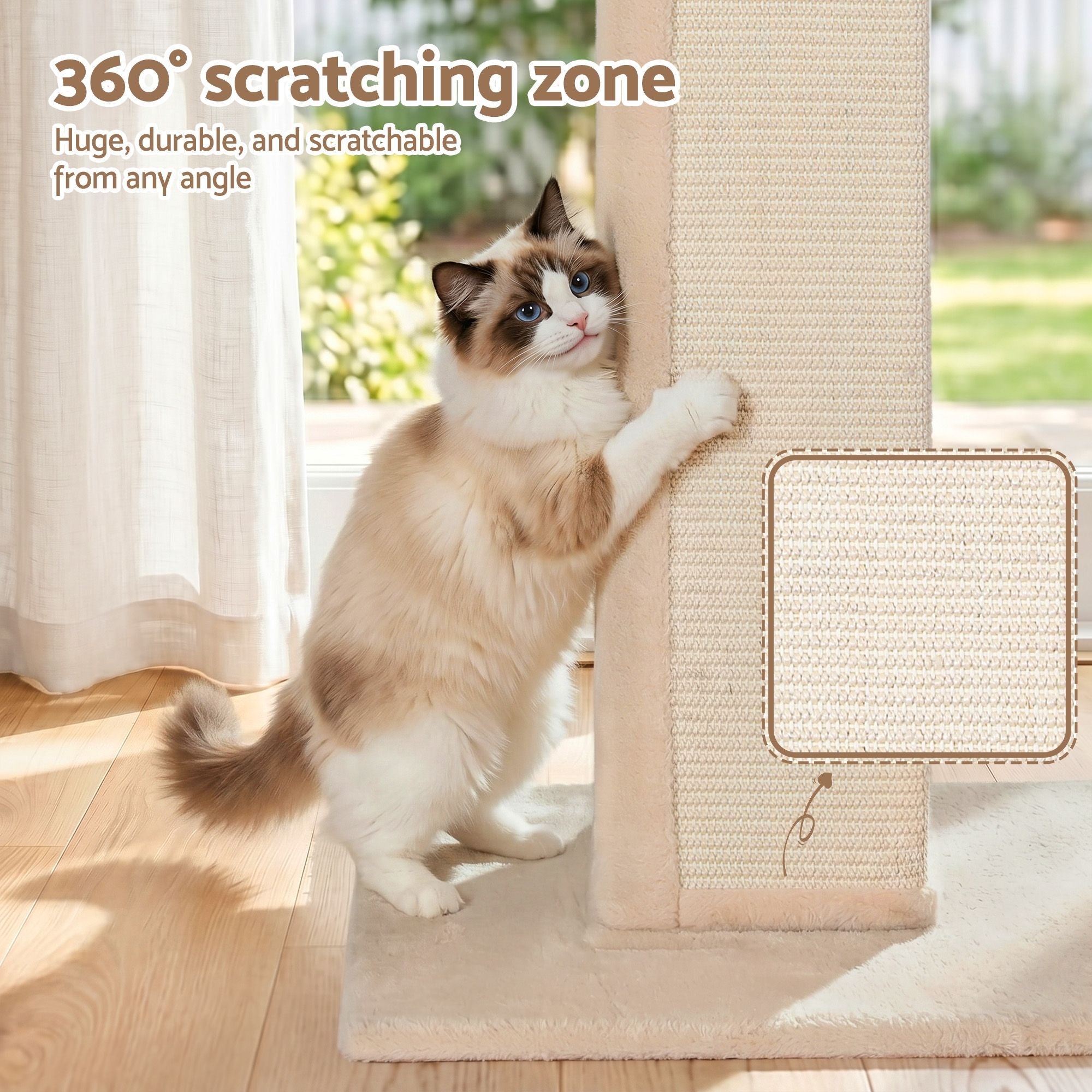 Cat Tree 89cm Scratching Post Tower Scratcher Wood Condo Bed House Trees Beige - Pet Care > Cat Supplies > Cat Scratchers - Rivercity House & Home Co. (ABN 18 642 972 209) - Affordable Modern Furniture Australia