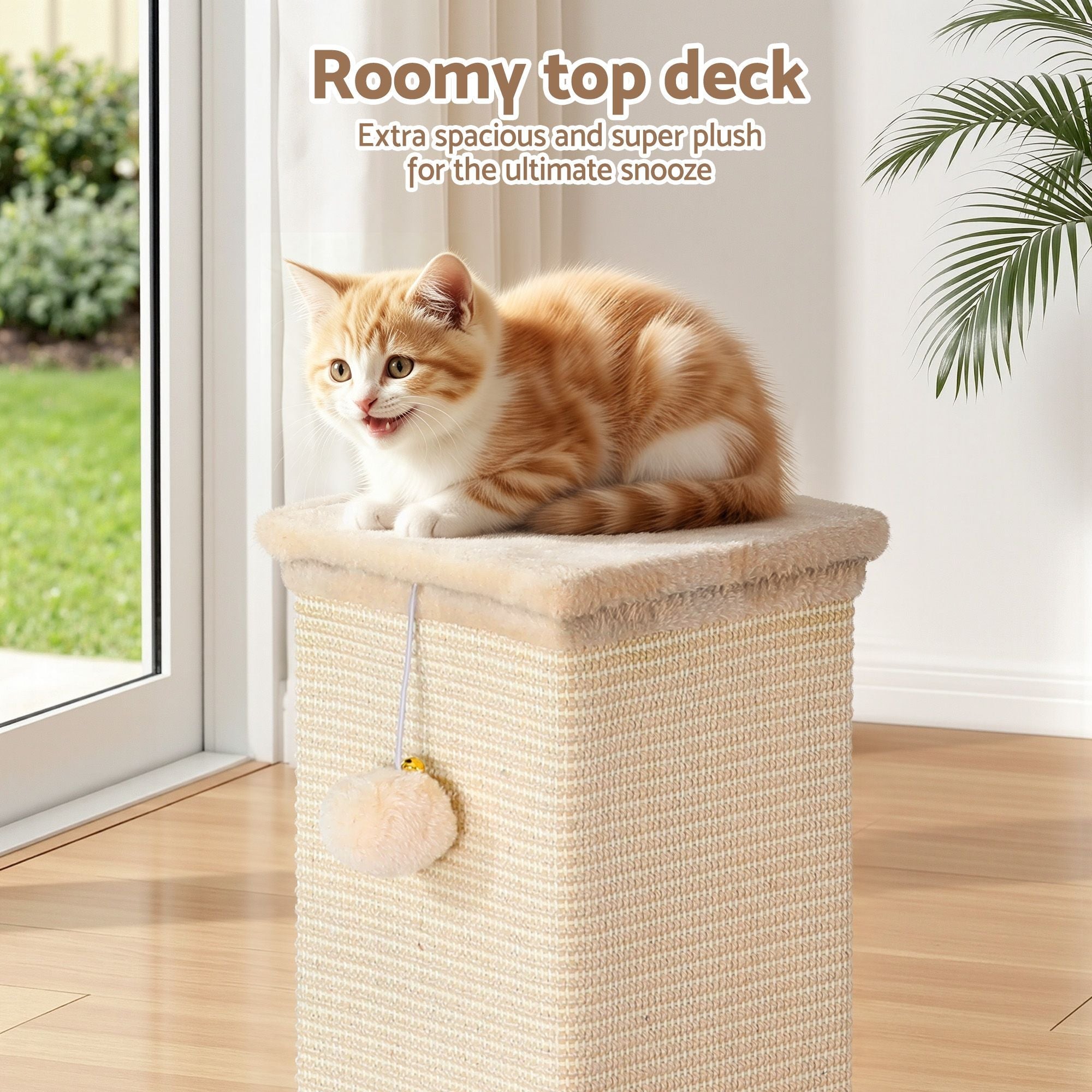 Cat Tree 89cm Scratching Post Tower Scratcher Wood Condo Bed House Trees Beige - Pet Care > Cat Supplies > Cat Scratchers - Rivercity House & Home Co. (ABN 18 642 972 209) - Affordable Modern Furniture Australia