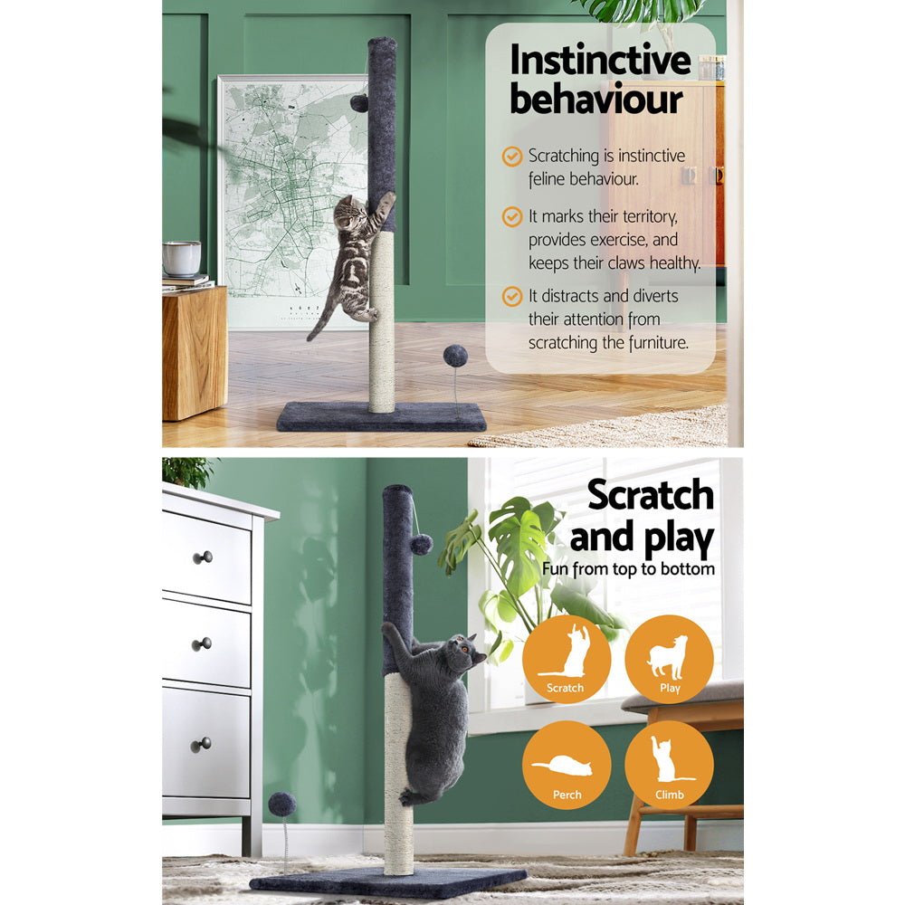 Cat Tree Scratching Post Scratcher Tower Condo House Hanging toys Grey 105cm - Pet Care > Cat Supplies - Rivercity House & Home Co. (ABN 18 642 972 209) - Affordable Modern Furniture Australia