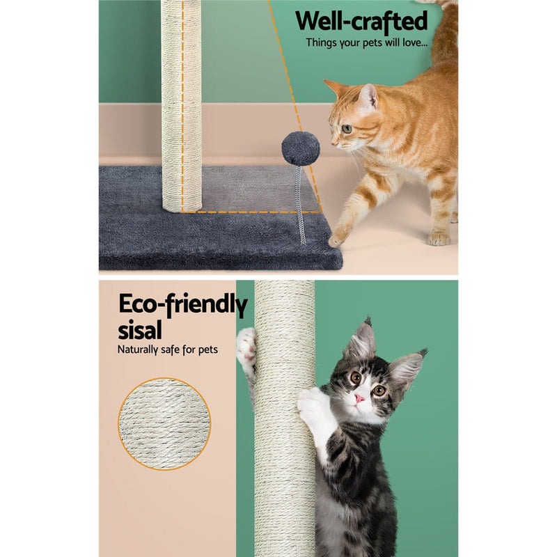 Cat Tree Scratching Post Scratcher Tower Condo House Hanging toys Grey 105cm - Pet Care > Cat Supplies - Rivercity House & Home Co. (ABN 18 642 972 209) - Affordable Modern Furniture Australia