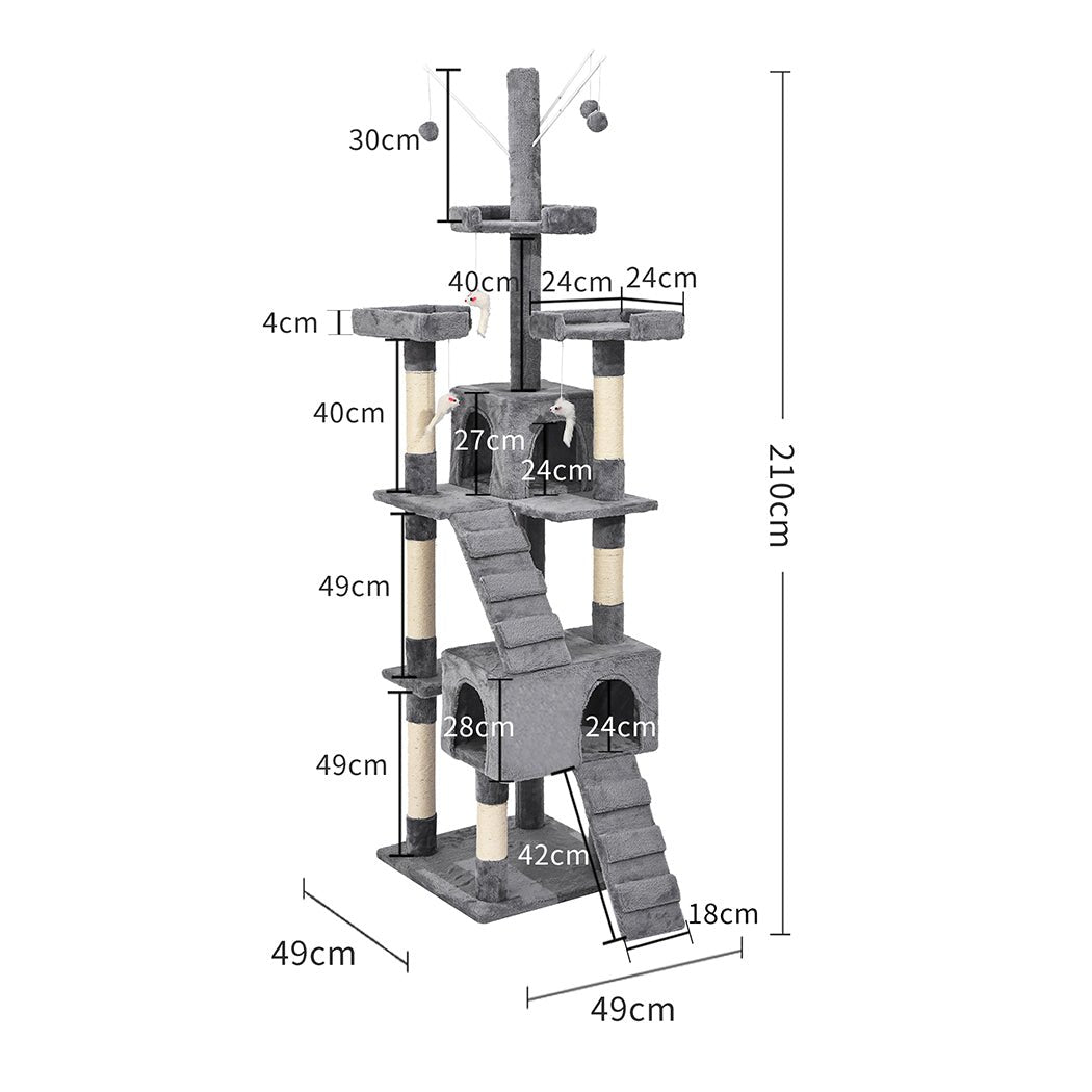 Cat Tree Scratching Post with Plush Cover and Sisal Poles - Grey - Rivercity House & Home Co. (ABN 18 642 972 209) - Affordable Modern Furniture Australia