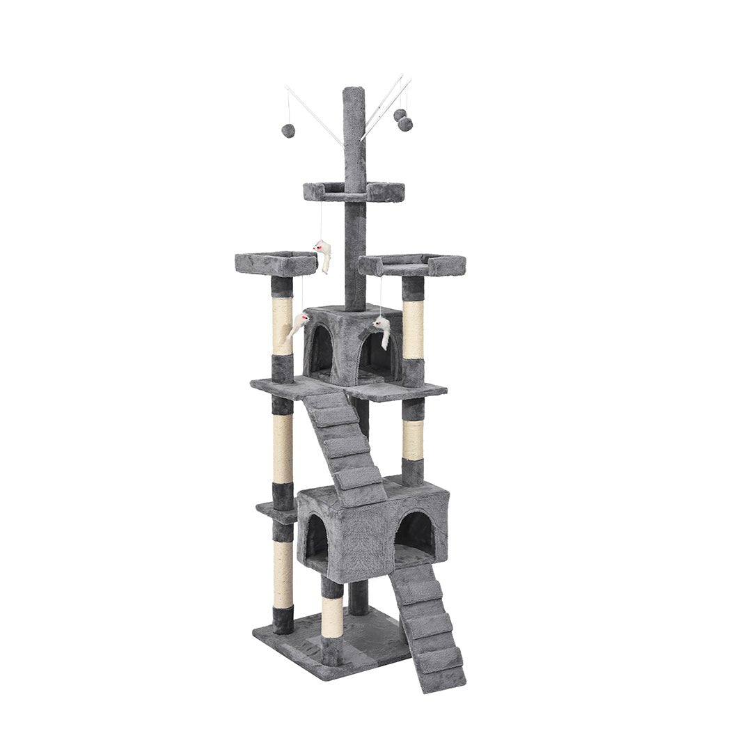 Cat Tree Scratching Post with Plush Cover and Sisal Poles - Grey - Rivercity House & Home Co. (ABN 18 642 972 209) - Affordable Modern Furniture Australia