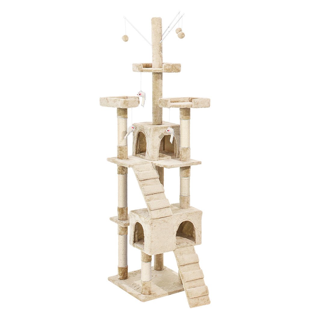 Cat Tree Scratching Post with Sisal Poles and Plush Cover - Beige - Rivercity House & Home Co. (ABN 18 642 972 209) - Affordable Modern Furniture Australia