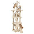 Cat Tree Scratching Post with Sisal Poles and Plush Cover - Beige