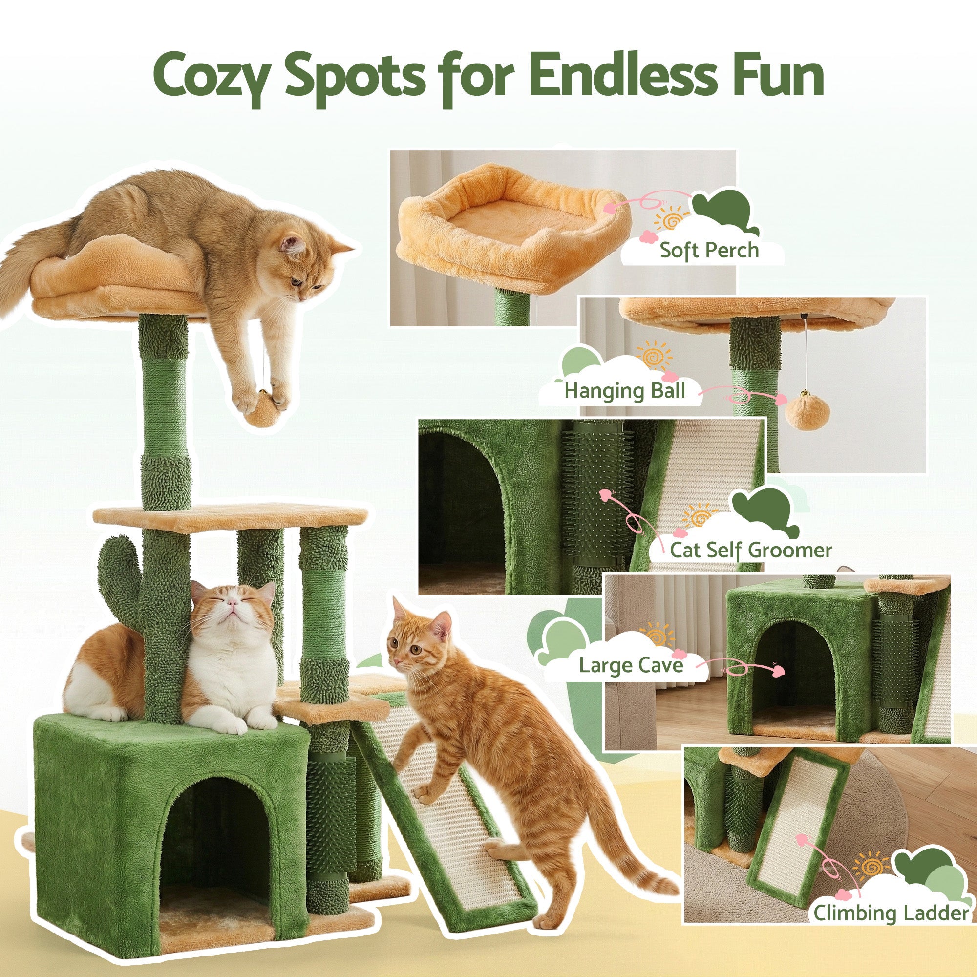 Cat Tree Tower 101cm Scratching Post Furniture Scratcher House Green - Pet Care > Cat Supplies > Cat Scratching Posts - Rivercity House & Home Co. (ABN 18 642 972 209) - Affordable Modern Furniture Australia