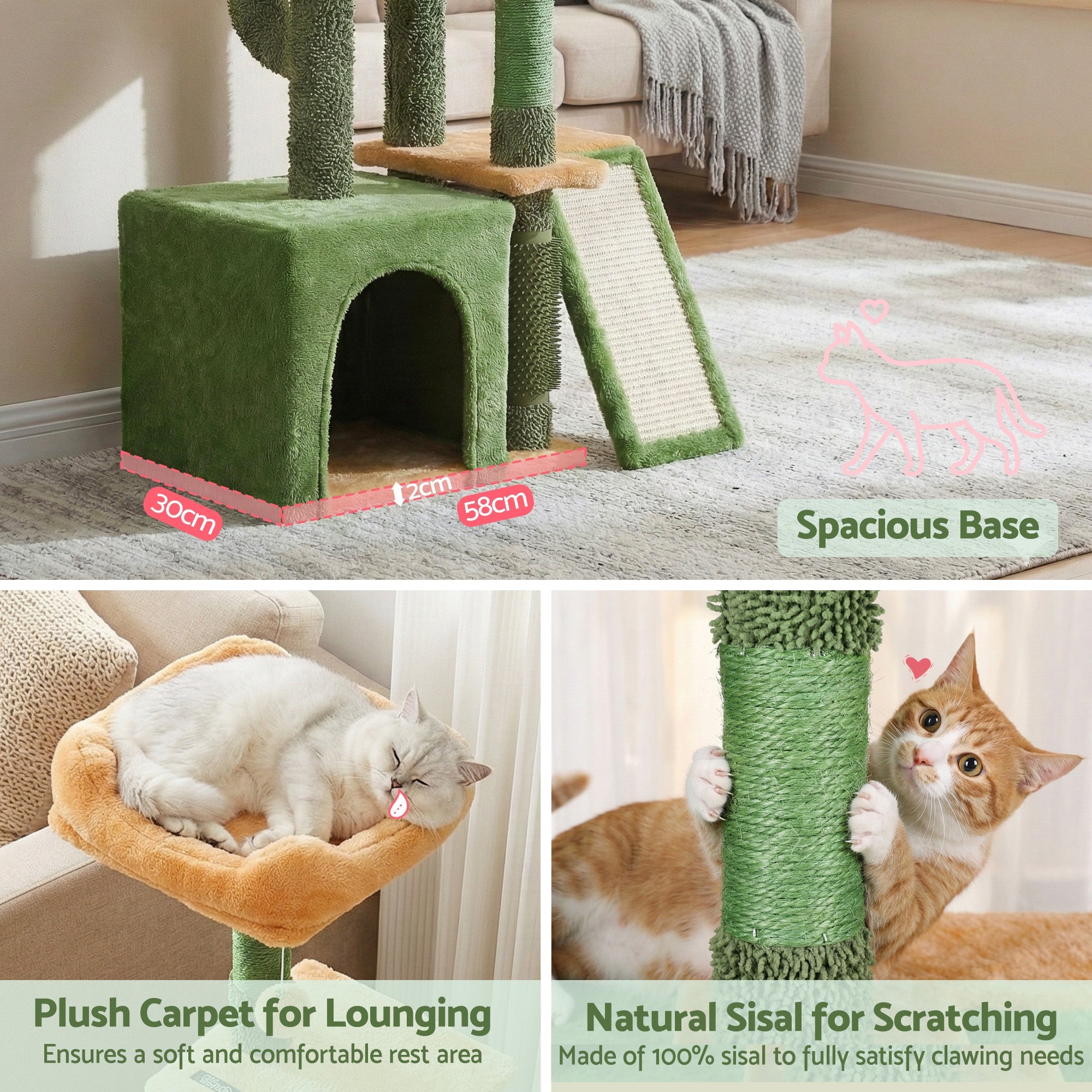 Cat Tree Tower 101cm Scratching Post Furniture Scratcher House Green - Pet Care > Cat Supplies > Cat Scratching Posts - Rivercity House & Home Co. (ABN 18 642 972 209) - Affordable Modern Furniture Australia