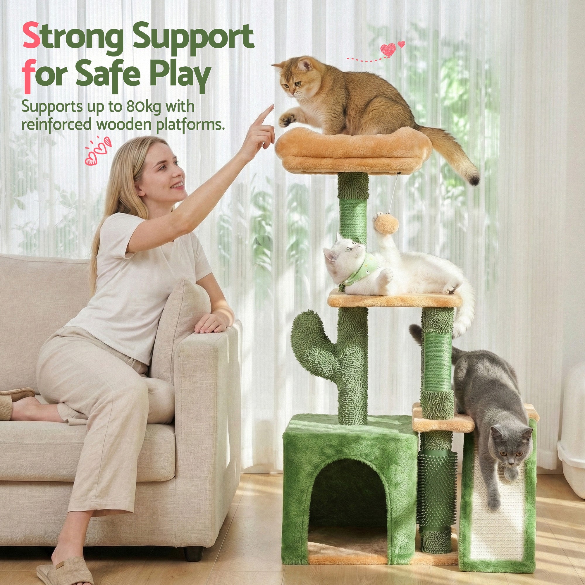 Cat Tree Tower 101cm Scratching Post Furniture Scratcher House Green - Pet Care > Cat Supplies > Cat Scratching Posts - Rivercity House & Home Co. (ABN 18 642 972 209) - Affordable Modern Furniture Australia