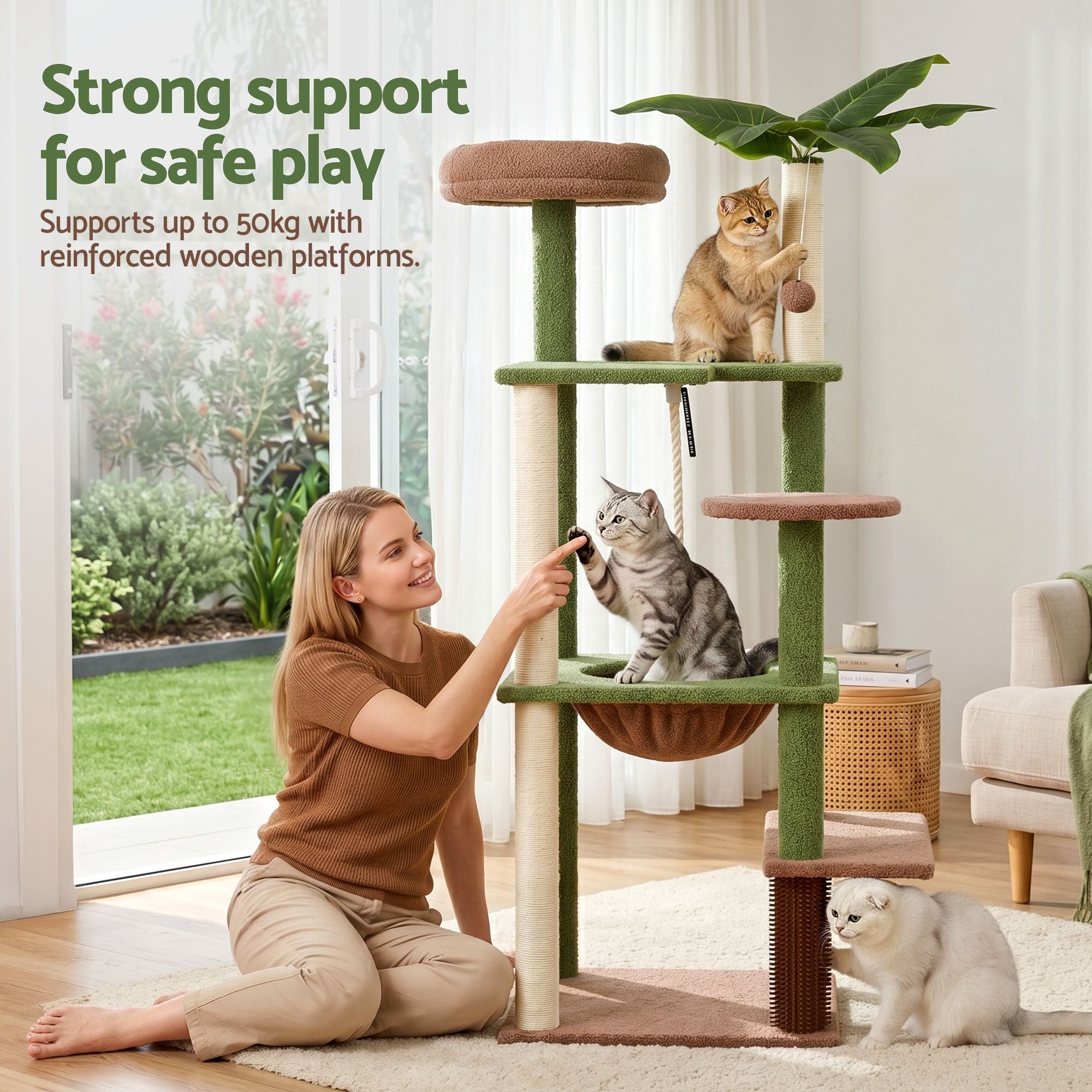 Cat Tree Tower 152cm Jungle Multi - Level Scratching Post Leafy Canopy - Pet Care > Cat Supplies > Cat Scratchers - Rivercity House & Home Co. (ABN 18 642 972 209) - Affordable Modern Furniture Australia