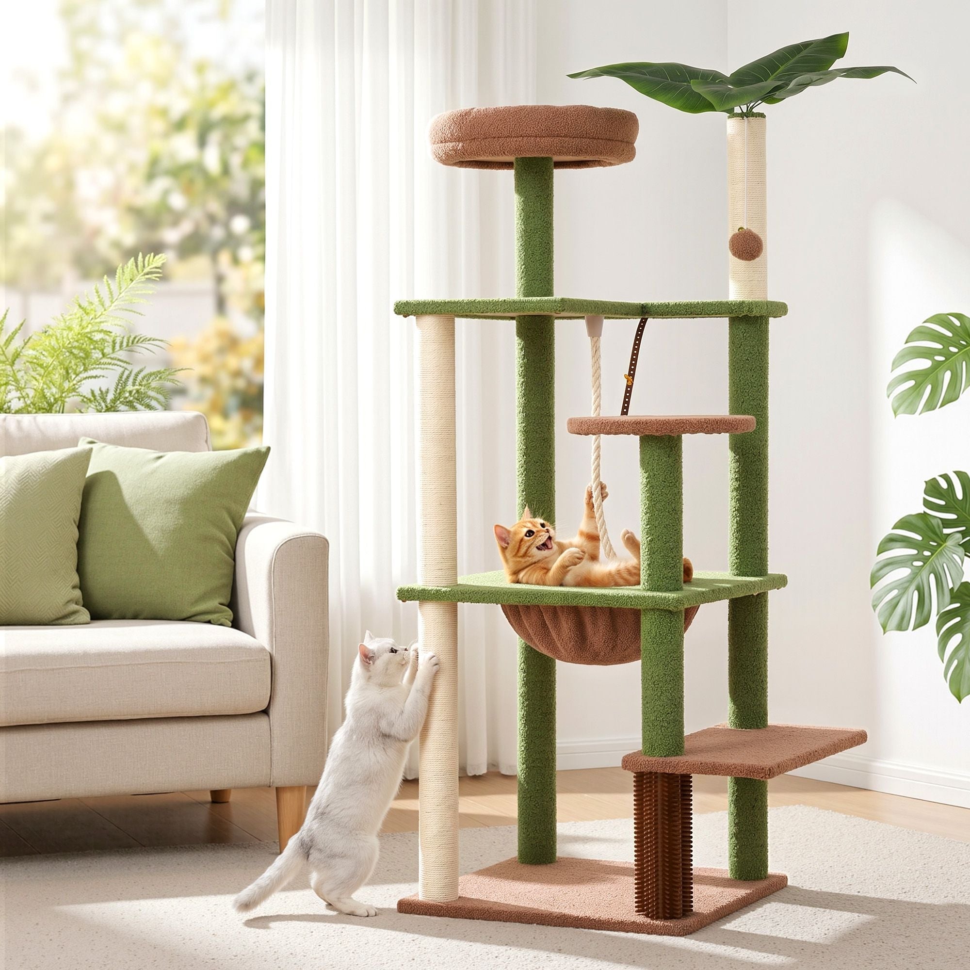 Cat Tree Tower 152cm Jungle Multi - Level Scratching Post Leafy Canopy - Pet Care > Cat Supplies > Cat Scratchers - Rivercity House & Home Co. (ABN 18 642 972 209) - Affordable Modern Furniture Australia
