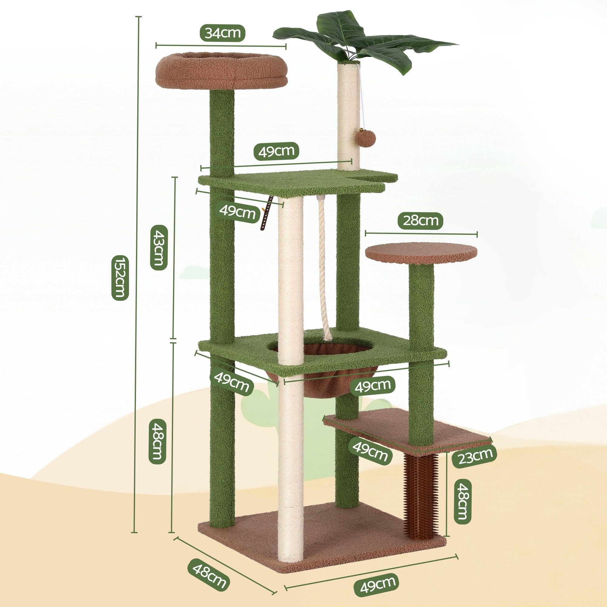 Cat Tree Tower 152cm Jungle Multi - Level Scratching Post Leafy Canopy - Pet Care > Cat Supplies > Cat Scratchers - Rivercity House & Home Co. (ABN 18 642 972 209) - Affordable Modern Furniture Australia