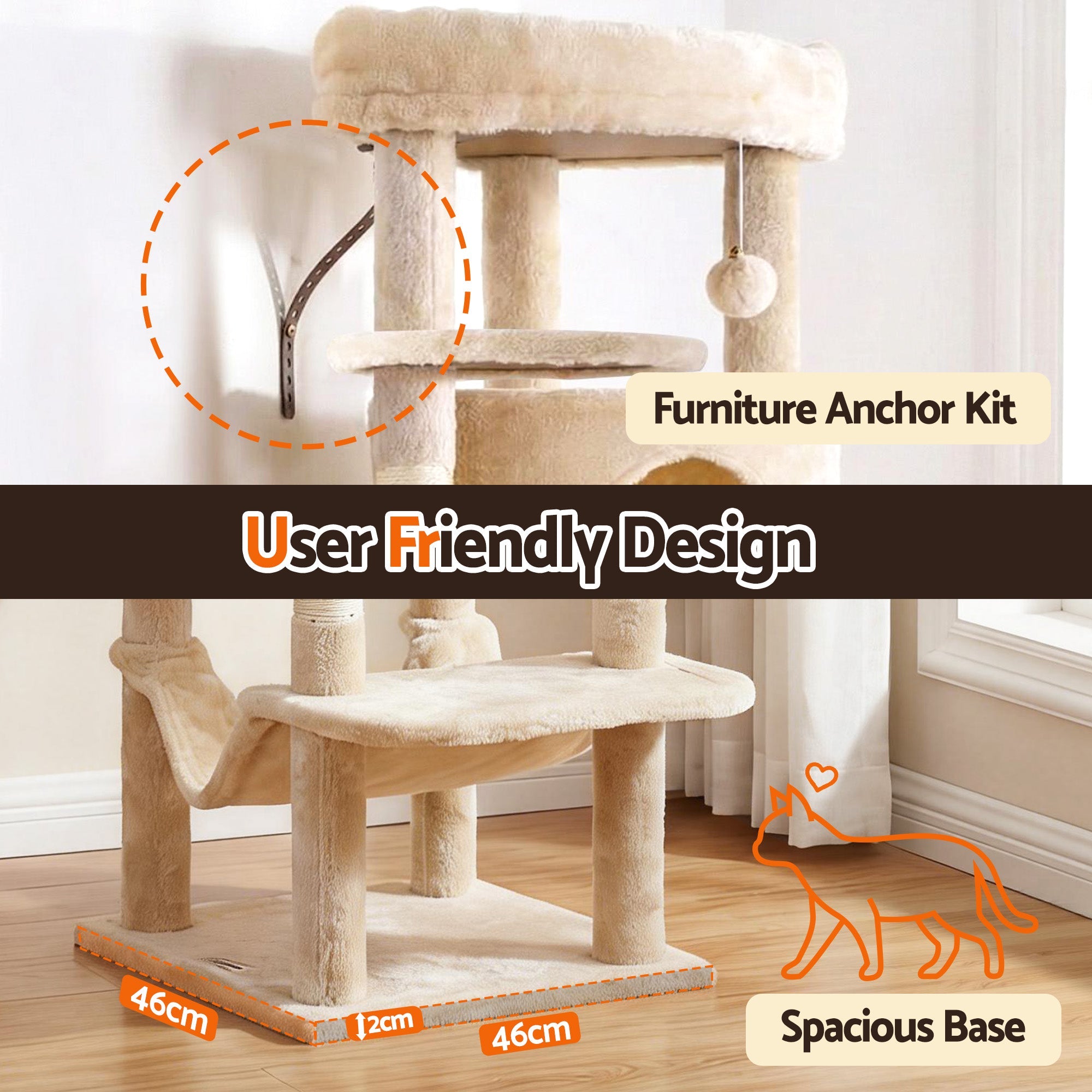 Cat Tree Tower 167cm Large Scratching Post Furniture Scratcher House Beige - Pet Care > Cat Supplies > Cat Scratchers - Rivercity House & Home Co. (ABN 18 642 972 209) - Affordable Modern Furniture Australia