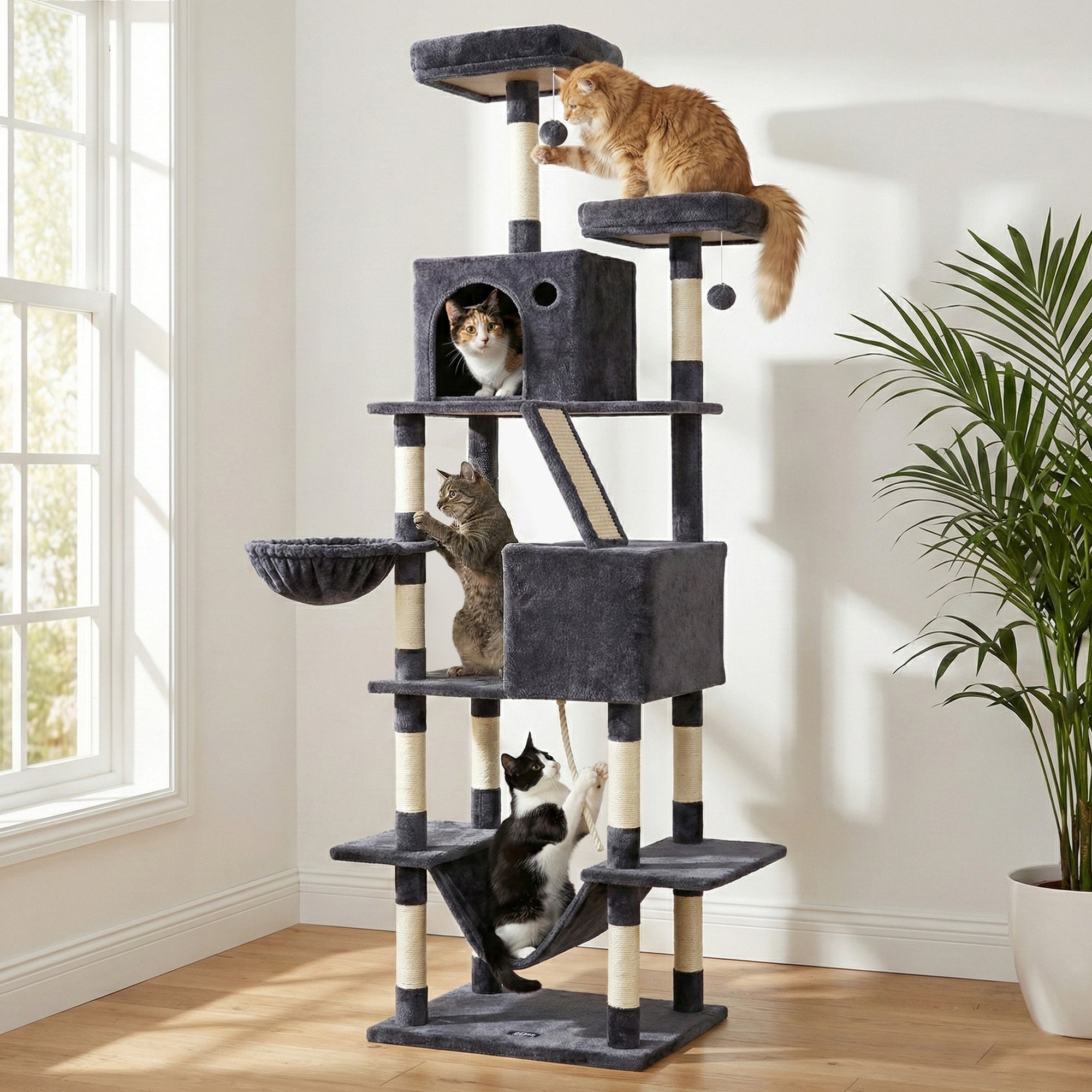 Cat Tree Tower 206cm Large Scratching Post Furniture Scratcher House Grey - Pet Care > Cat Supplies > Cat Scratchers - Rivercity House & Home Co. (ABN 18 642 972 209) - Affordable Modern Furniture Australia