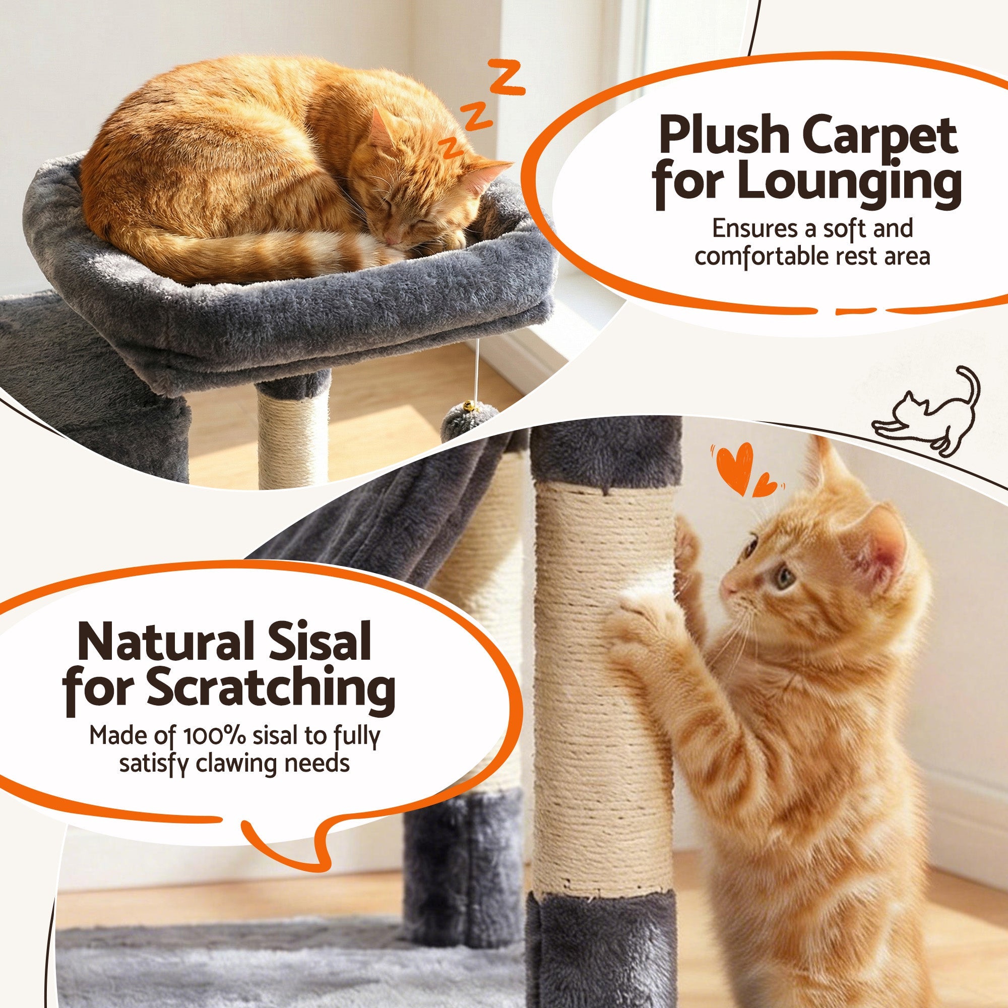 Cat Tree Tower 206cm Large Scratching Post Furniture Scratcher House Grey - Pet Care > Cat Supplies > Cat Scratchers - Rivercity House & Home Co. (ABN 18 642 972 209) - Affordable Modern Furniture Australia