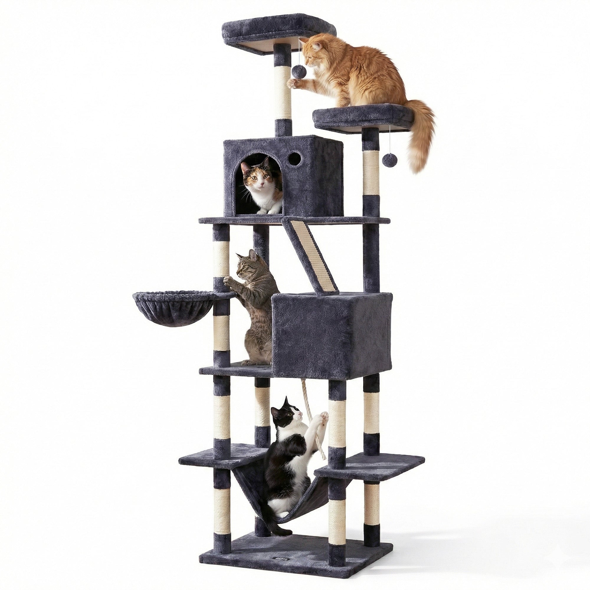 Cat Tree Tower 206cm Large Scratching Post Furniture Scratcher House Grey - Pet Care > Cat Supplies > Cat Scratchers - Rivercity House & Home Co. (ABN 18 642 972 209) - Affordable Modern Furniture Australia