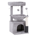 Cat Tree Tower 82cm with Scratching Posts and Plush Cover - Light Grey