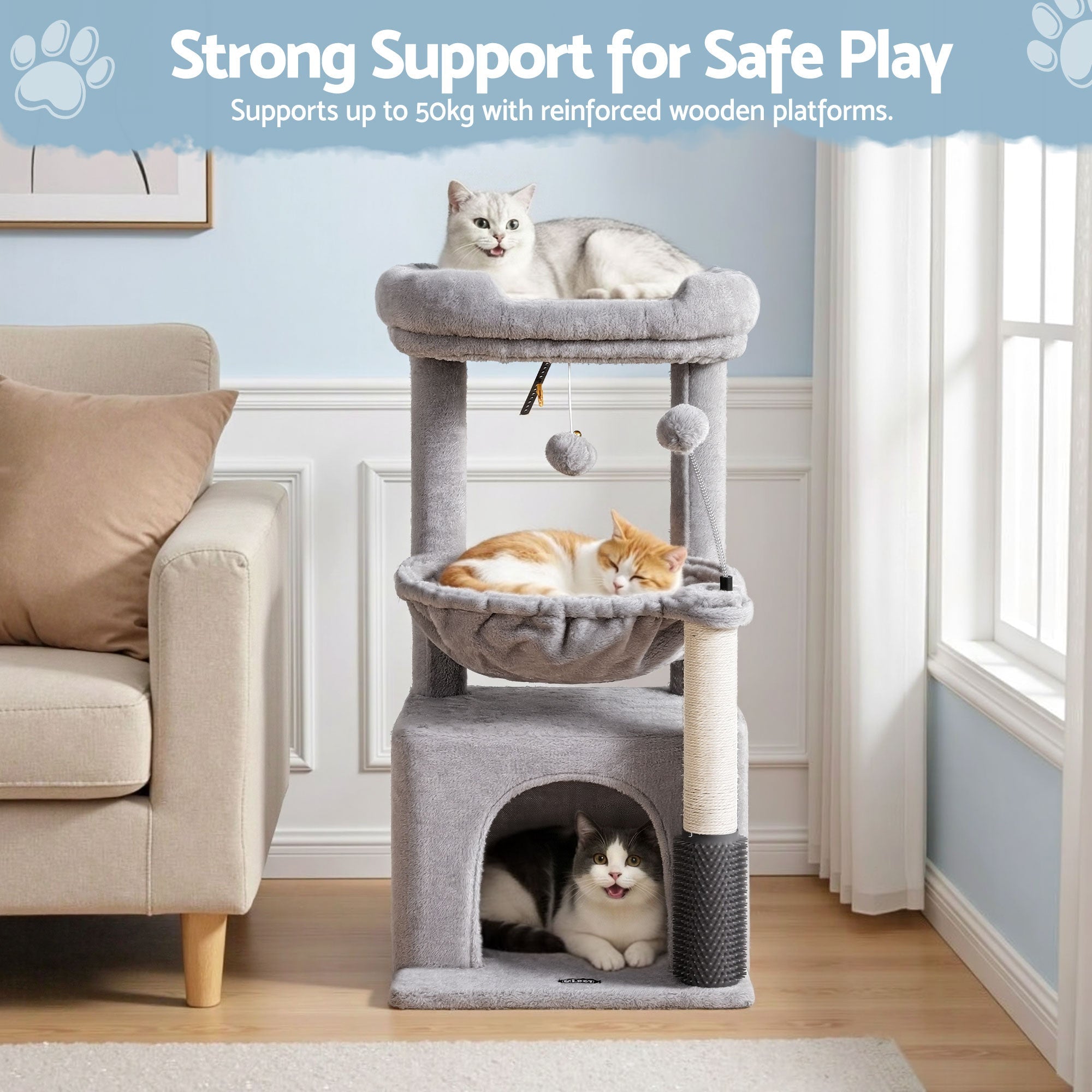 Cat Tree Tower 82cm Scratching Post Furniture Scratcher House Light Grey - Pet Care > Cat Supplies > Cat Scratching Posts - Rivercity House & Home Co. (ABN 18 642 972 209) - Affordable Modern Furniture Australia