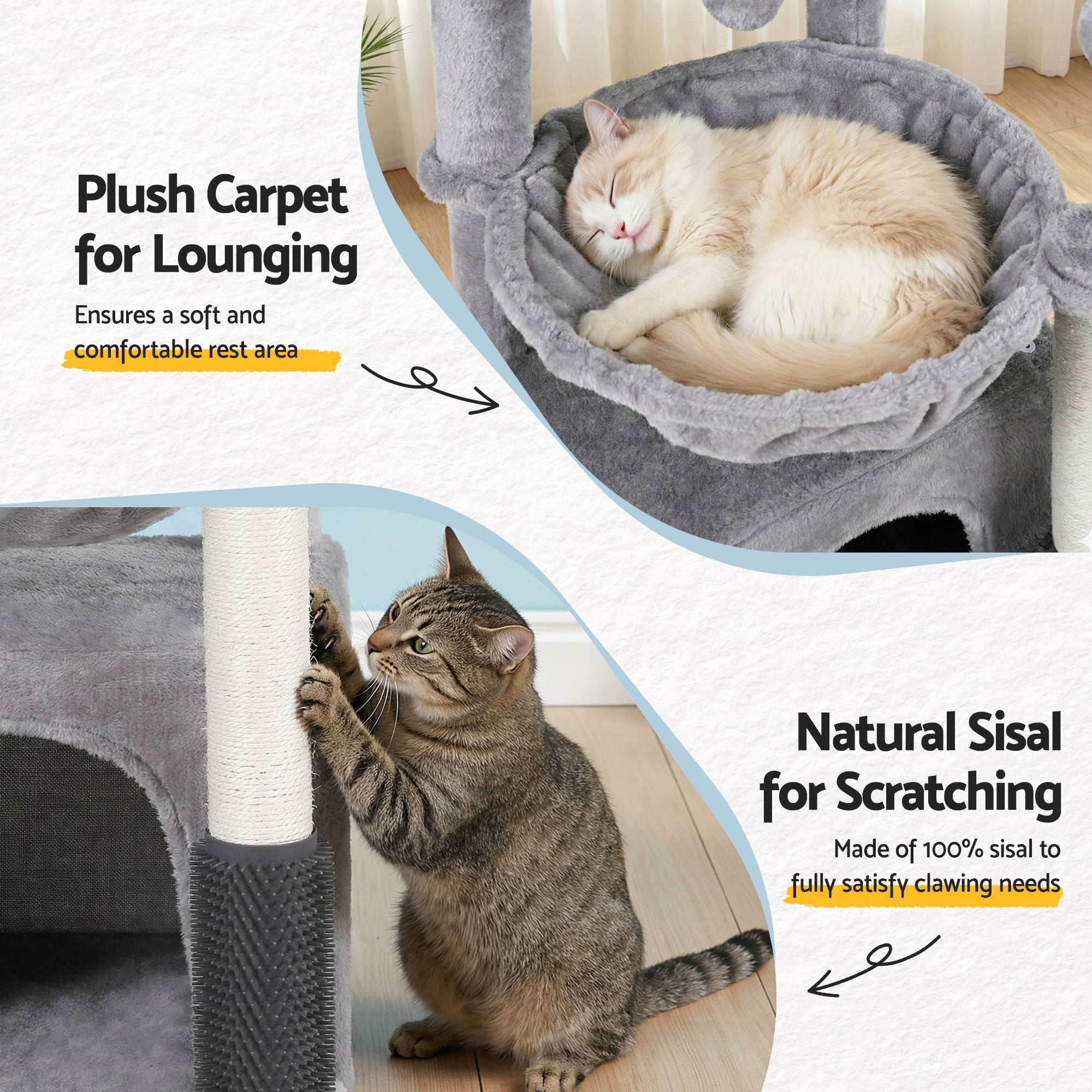 Cat Tree Tower 82cm Scratching Post Furniture Scratcher House Light Grey - Pet Care > Cat Supplies > Cat Scratching Posts - Rivercity House & Home Co. (ABN 18 642 972 209) - Affordable Modern Furniture Australia