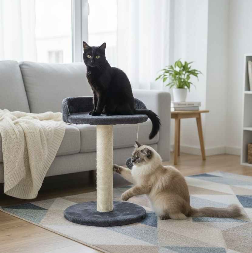 Cat Tree Tower for Indoor Cats with Plush Perch, Sisal Scratching Post & Hanging Ball Toy for Kittens or Small Breeds - Neutral - Pet Care > Cat Supplies > Cat Scratching Posts - Rivercity House & Home Co. (ABN 18 642 972 209) - Affordable Modern Furniture Australia