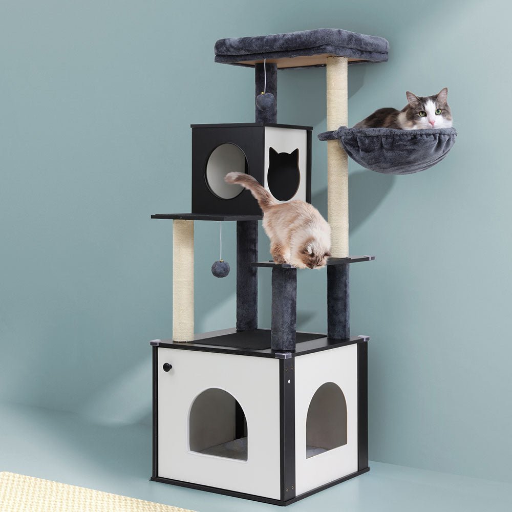 Cat Tree Tower Scratching Post Scratcher 144cm Wood Bed Condo House Cabinet - Pet Care > Bird - Rivercity House & Home Co. (ABN 18 642 972 209) - Affordable Modern Furniture Australia