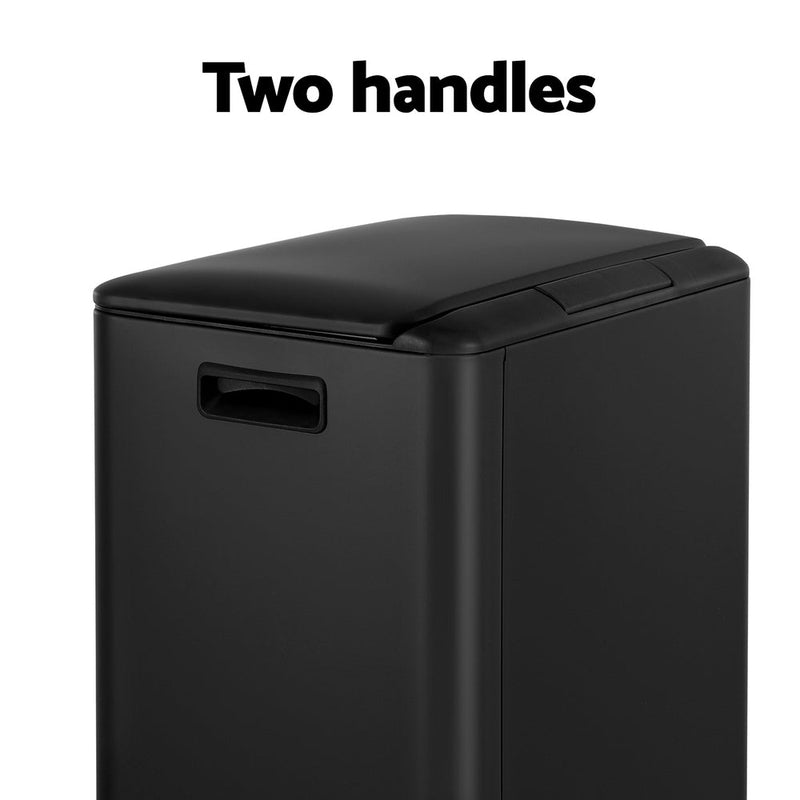 Cefito Pedal Bins Rubbish Bin Dual Compartment Waste Recycle Dustbins 40L Black - Home & Garden > Kitchen Bins - Rivercity House & Home Co. (ABN 18 642 972 209) - Affordable Modern Furniture Australia