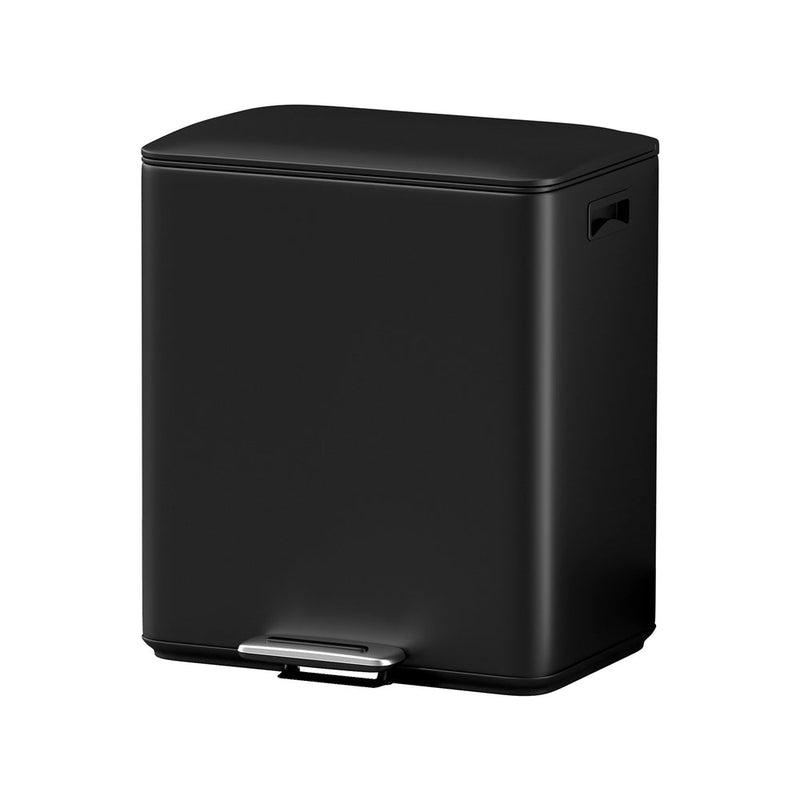 Cefito Pedal Bins Rubbish Bin Dual Compartment Waste Recycle Dustbins 40L Black - Home & Garden > Kitchen Bins - Rivercity House & Home Co. (ABN 18 642 972 209) - Affordable Modern Furniture Australia